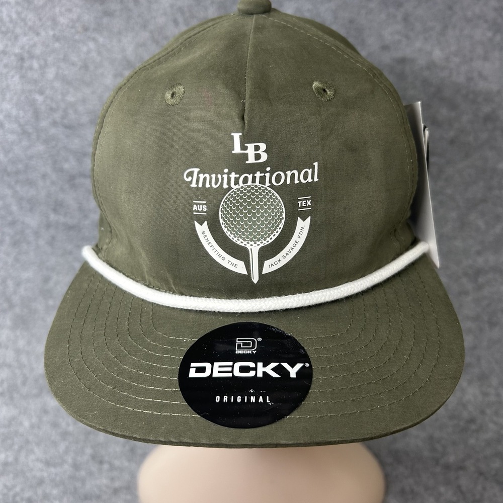 Decky Mens LB Invitational Golf Hat OSFM Olive Green Rope Detail Snapback